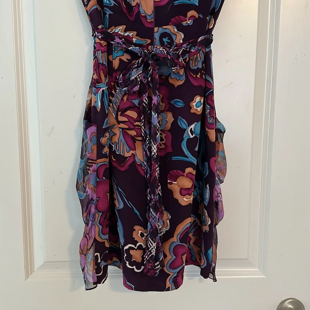 Nanette Lepore Purple Paisley Cape Sleeve Dress - Size 2